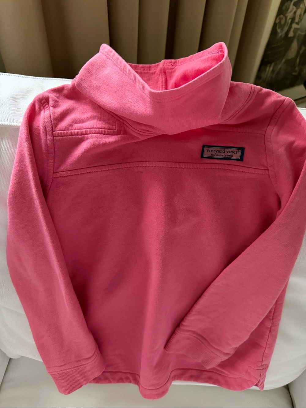 Vineyard Vines Girls XS 5 6 Pink Funnel Neck Mock Shep Shirt Pullover Sweatshirt